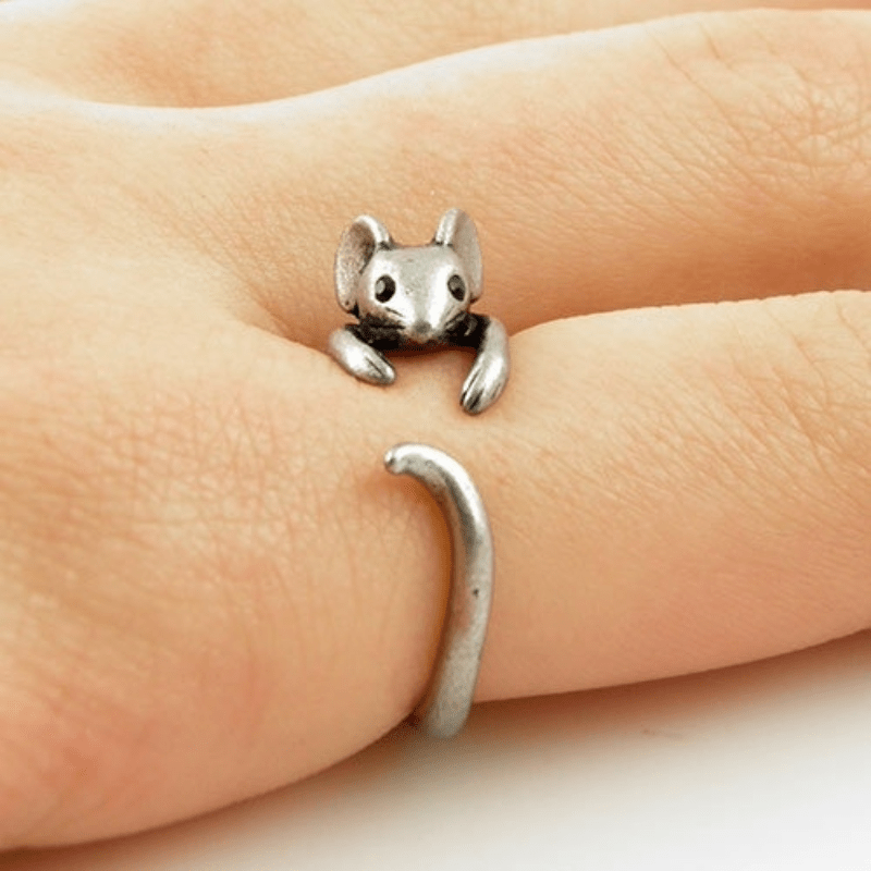 Vintage Punk Mouse Animal Wrap Ring Boho Jewelry