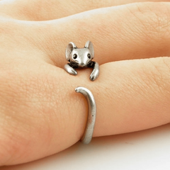 Vintage Punk Mouse Animal Wrap Ring Boho Jewelry