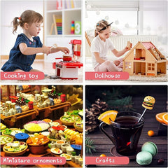 30Pcs Mini Food Dollhouse Accessories with Storage Box for Pretend Play Kitchen