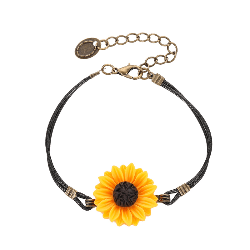 Vintage Sunflower Resin Daisy Bracelet for Students