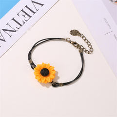 Vintage Sunflower Resin Daisy Bracelet for Students