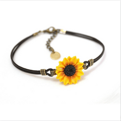 Vintage Sunflower Resin Daisy Bracelet for Students