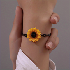 Vintage Sunflower Resin Daisy Bracelet for Students