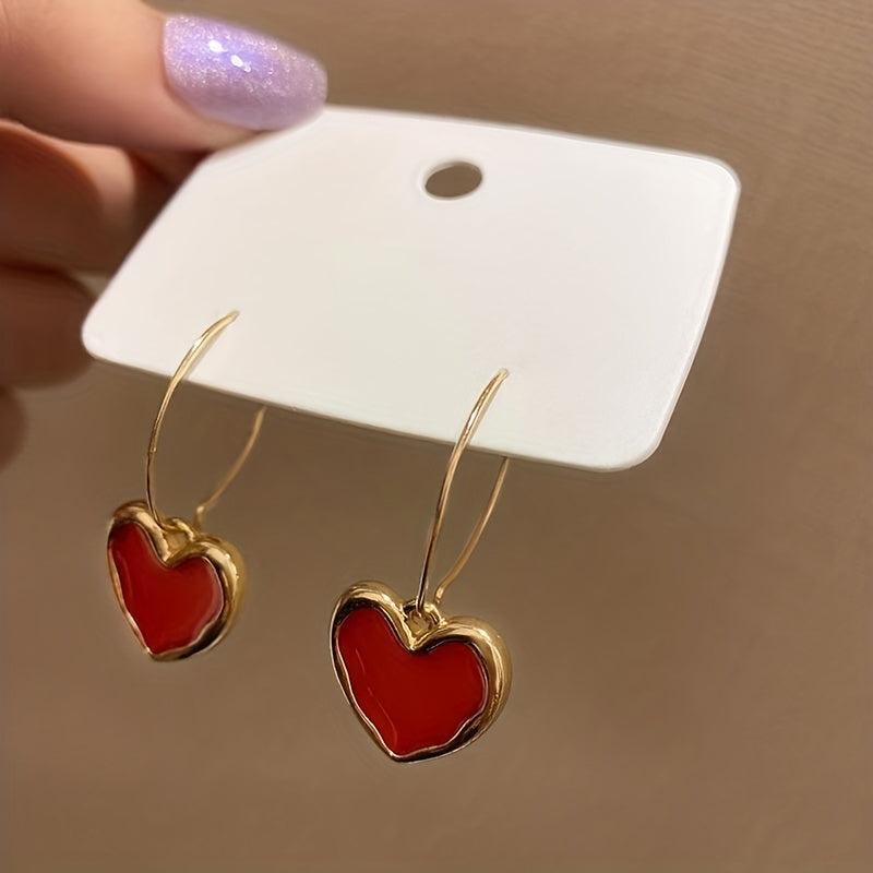 Burgundy Heart Earrings - Lovely Valentine's Day Jewelry
