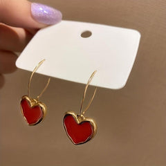 Burgundy Heart Earrings - Lovely Valentine's Day Jewelry
