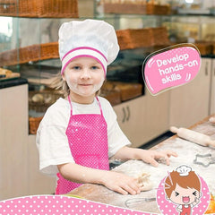 Kids Apron And Chef Hat Girls Cooking Set Pretend Play Christmas Costume