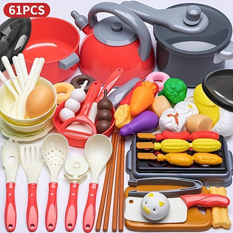 Kids Play Kitchen Toys Cooking Pots Boys Girls Simulation Kitchenware