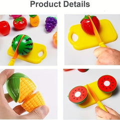 24 Pcs Cut Fruit and Vegetable Toys Pretend Food Toy Set for Kids