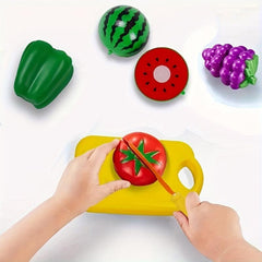 24 Pcs Cut Fruit and Vegetable Toys Pretend Food Toy Set for Kids