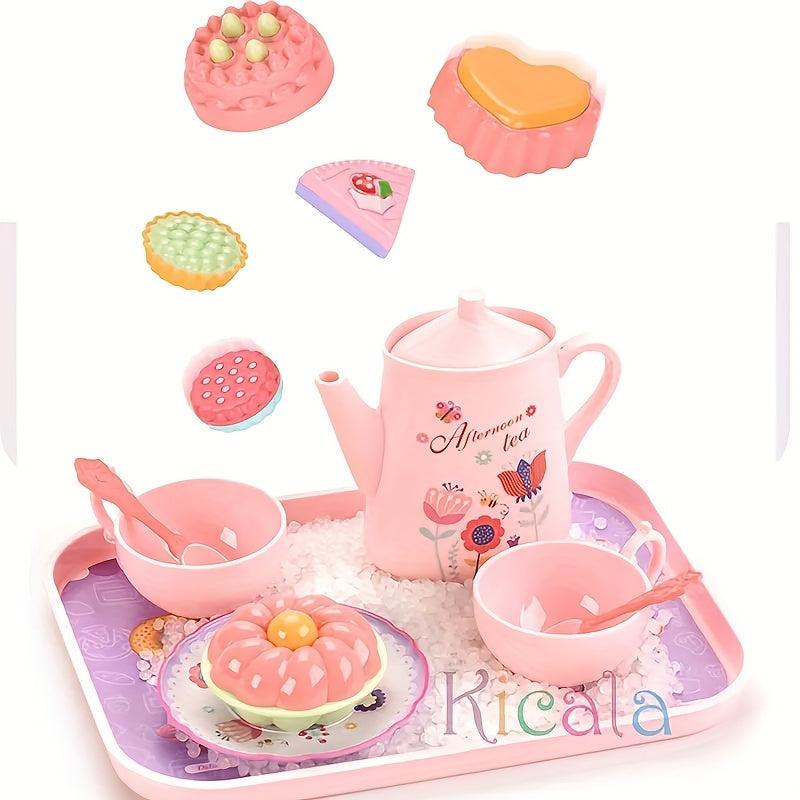 41pcs Simulation Afternoon Tea Snack Toy Girl Pink Tea Set Play House Toy