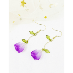 Tulip Leaf Earring Sweet Vibrant Niche Hook Ear Jewelry Flower Drop Earring