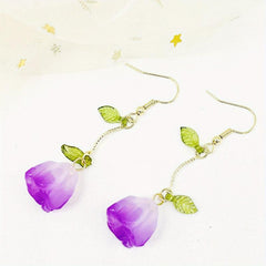 Tulip Leaf Earring Sweet Vibrant Niche Hook Ear Jewelry Flower Drop Earring