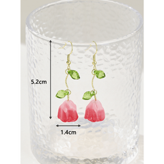 Tulip Leaf Earring Sweet Vibrant Niche Hook Ear Jewelry Flower Drop Earring