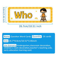 16 Pcs Learning Flashcards Bulletin Board Headliners Classroom Decor