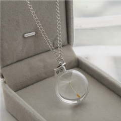 Dandelion Pendant Necklace Crystal Patch 25mm Gemstone Sweater Chain Gift