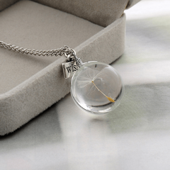 Dandelion Pendant Necklace Crystal Patch 25mm Gemstone Sweater Chain Gift