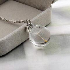 Dandelion Pendant Necklace Crystal Patch 25mm Gemstone Sweater Chain Gift