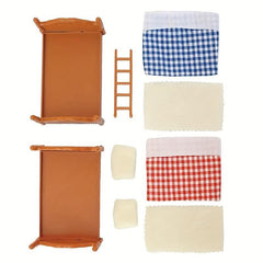 9pcs Dollhouse Furniture Set for Kids Bedroom Scene