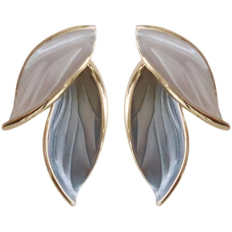 S925 Silver Leaf Earrings Female Personality Advanced Sense Mori Earrings