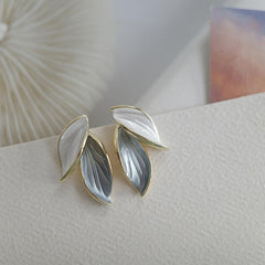 S925 Silver Leaf Earrings Female Personality Advanced Sense Mori Earrings