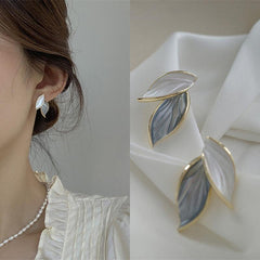 S925 Silver Leaf Earrings Female Personality Advanced Sense Mori Earrings