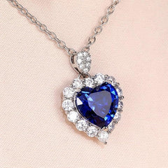 Love Heart Sapphire Necklace & Pendant for Women