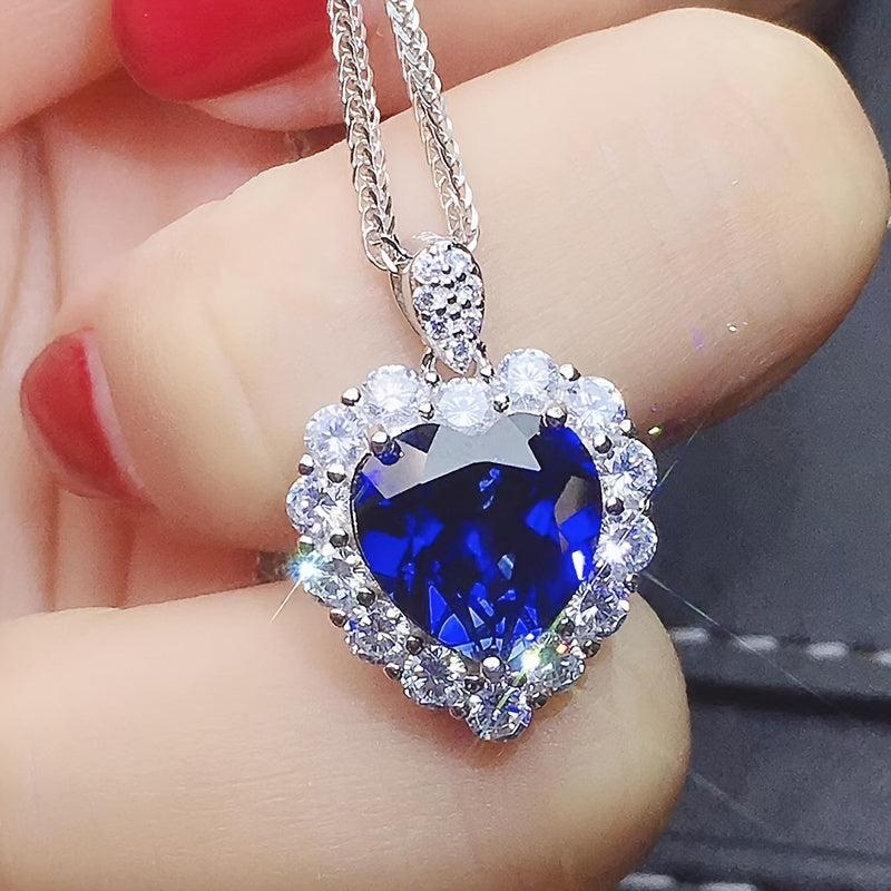 Love Heart Sapphire Necklace & Pendant for Women