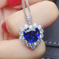 Love Heart Sapphire Necklace & Pendant for Women