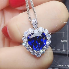 Love Heart Sapphire Necklace & Pendant for Women