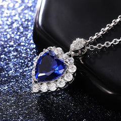 Love Heart Sapphire Necklace & Pendant for Women
