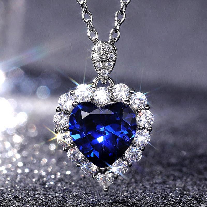 Love Heart Sapphire Necklace & Pendant for Women