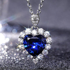 Love Heart Sapphire Necklace & Pendant for Women