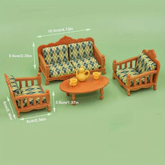47pcs Mini Sofa Play House Teapot Tea Cup Sofa Set Dollhouse