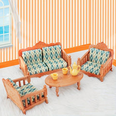 47pcs Mini Sofa Play House Teapot Tea Cup Sofa Set Dollhouse