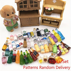 10Pcs Set Mini Drinks Food Models Dollhouse Accessories Kids Toy