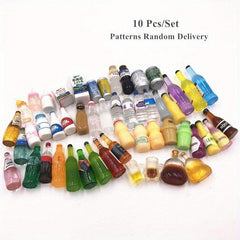 10Pcs Set Mini Drinks Food Models Dollhouse Accessories Kids Toy