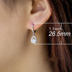 Round Sapphire Drop Earrings For Female Dangle Hoop Earrings