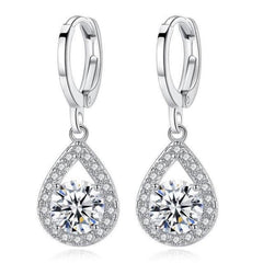 Round Sapphire Drop Earrings For Female Dangle Hoop Earrings