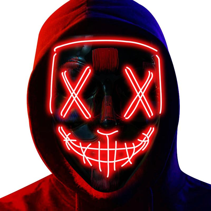 LED Mask Light Up Toys For Cosplay Halloween Glow Costume Masquerade Parties