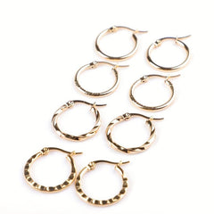 18k Plated Hoop Earrings Set - 4 Pairs Stainless Steel Hypoallergenic Earrings