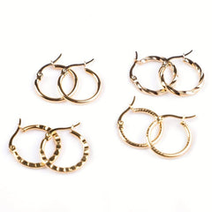 18k Plated Hoop Earrings Set - 4 Pairs Stainless Steel Hypoallergenic Earrings