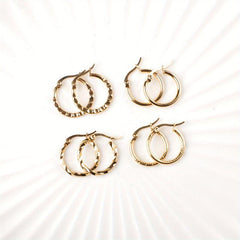 18k Plated Hoop Earrings Set - 4 Pairs Stainless Steel Hypoallergenic Earrings