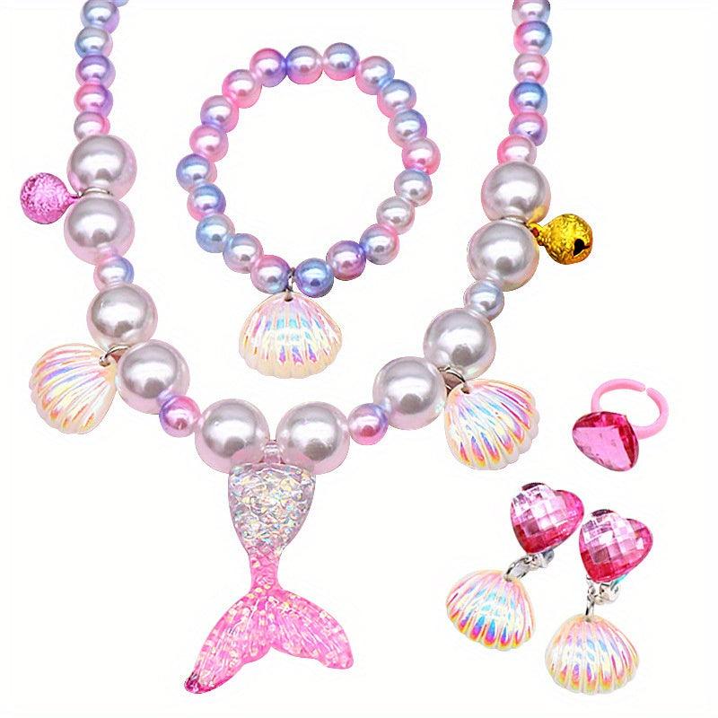 Mermaid Necklace Bracelet Set Shell Jewelry Kit for Party Costume Supplies