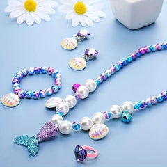 Mermaid Necklace Bracelet Set Shell Jewelry Kit for Party Costume Supplies