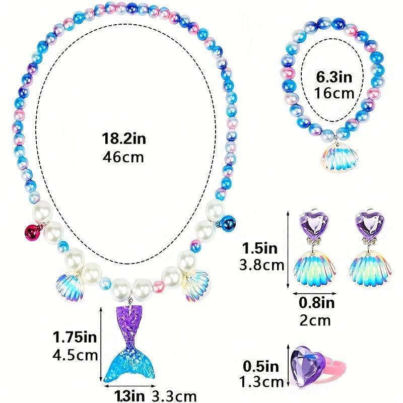 Mermaid Necklace Bracelet Set Shell Jewelry Kit for Party Costume Supplies