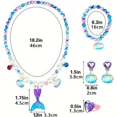 Mermaid Necklace Bracelet Set Shell Jewelry Kit for Party Costume Supplies