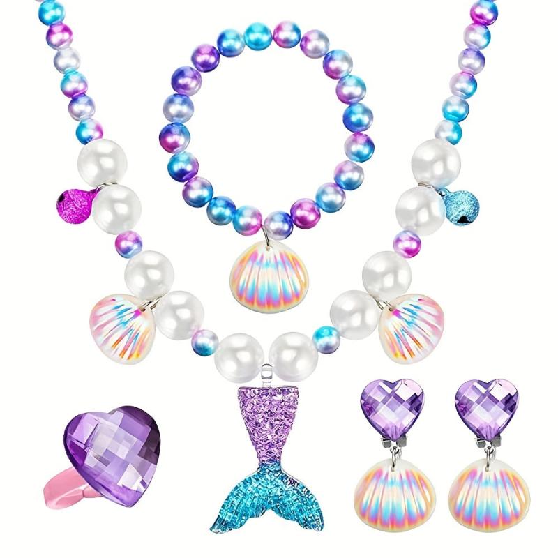 Mermaid Necklace Bracelet Set Shell Jewelry Kit for Party Costume Supplies
