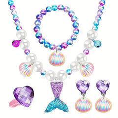 Mermaid Necklace Bracelet Set Shell Jewelry Kit for Party Costume Supplies