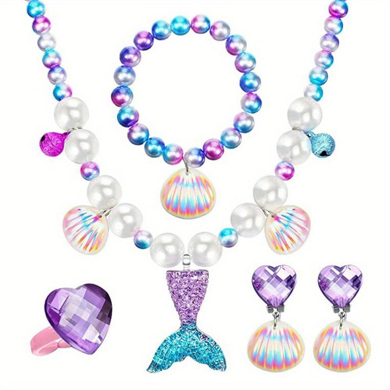 Mermaid Necklace Bracelet Set Shell Jewelry Kit for Party Costume Supplies