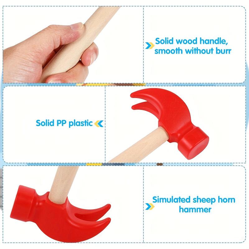 Kids Wooden Hammer Play Set - Fun Tools for Pretend Play